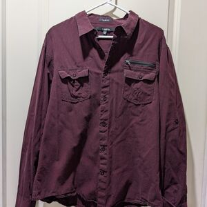 Carbon Men's Casual Button Down Shirt - Burgundy